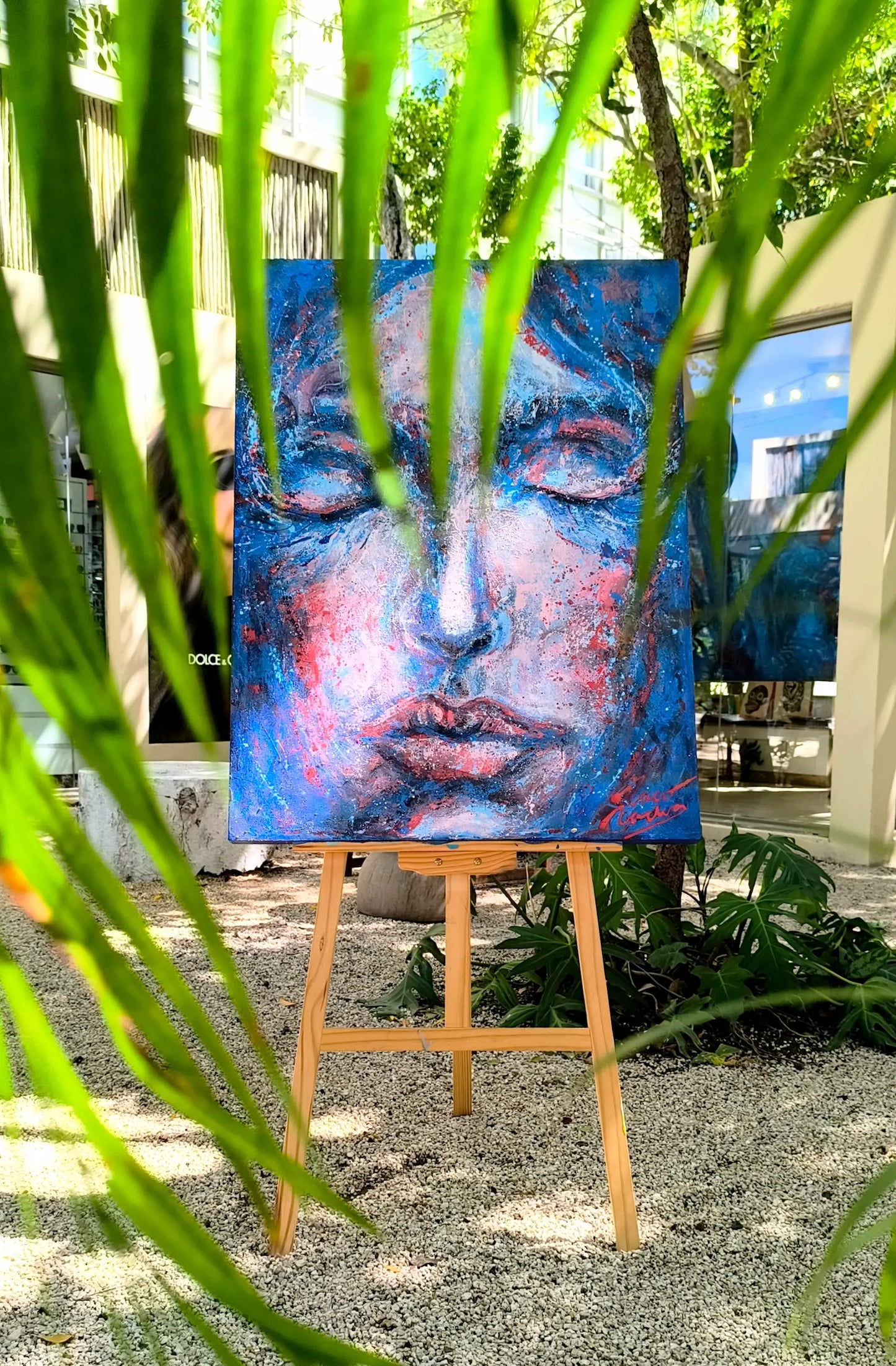 Through the Veil of Your Eyelids | Original Blue Portrait Painting