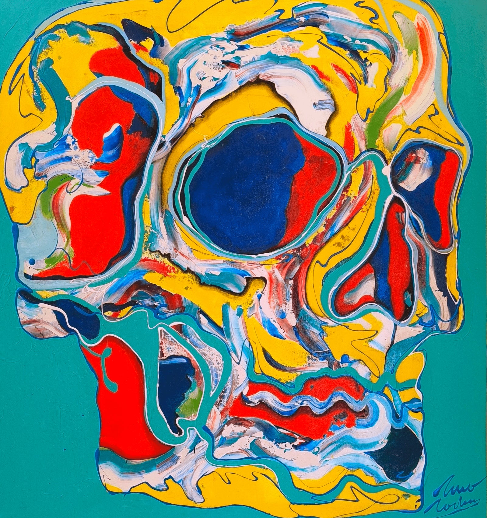 Calavera en abstracción – Original Abstract Skull Painting