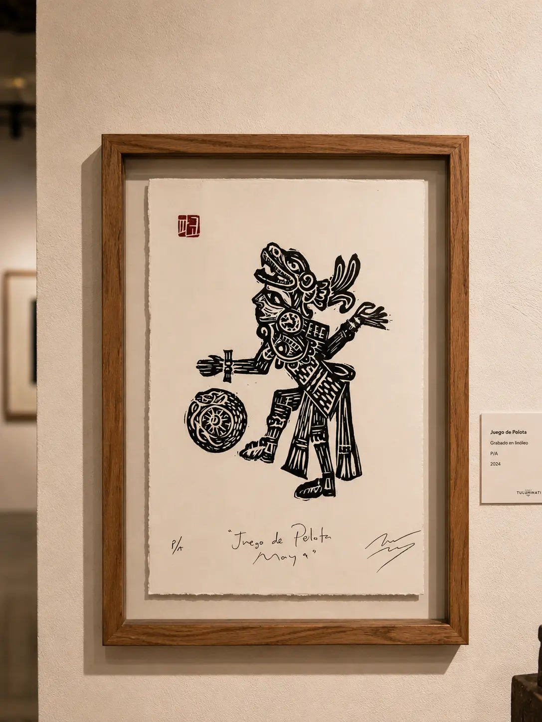 Juego de Pelota Maya | World Cup 2026 Art | Limited Edition Linocut Print