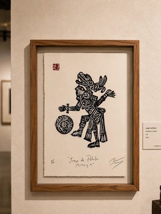 Juego de Pelota Maya | World Cup 2026 Art | Limited Edition Linocut Print