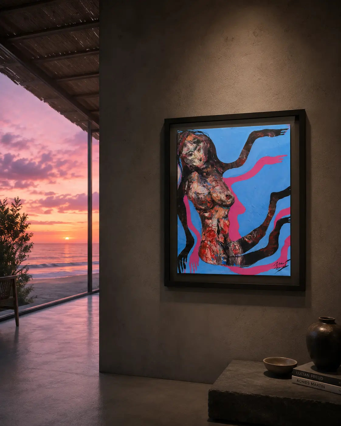 Pink Shadows - Original Figurative Painting by Paco Rocha