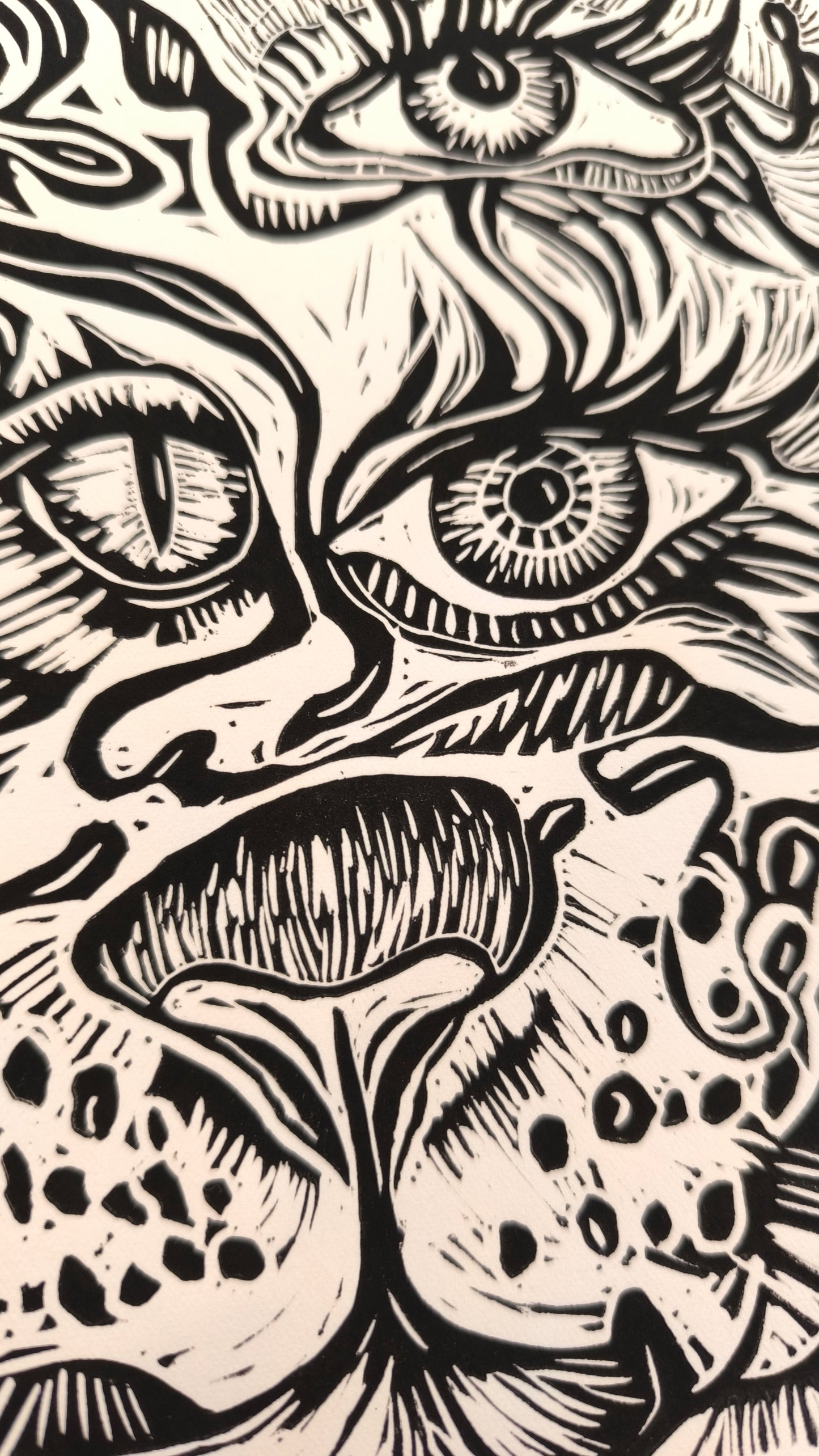 Nahual Jaguar – Mexican Linocut Art Print