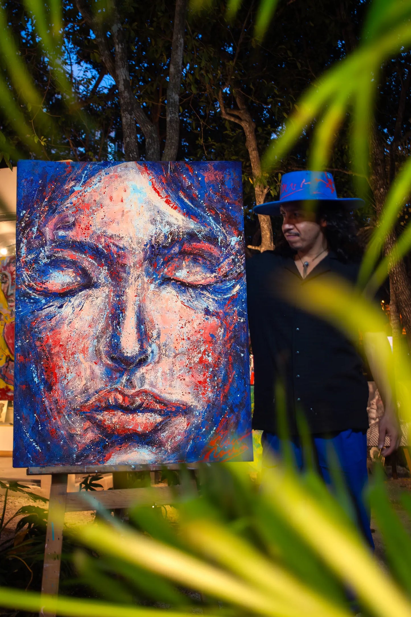 Through the Veil of Your Eyelids | Original Blue Portrait Painting