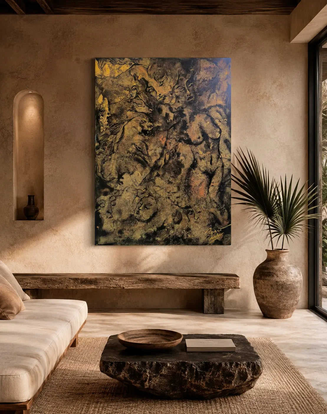 The Language of the Fractal | Original Contemporary Painting with Gold Leaf by Paco Rocha