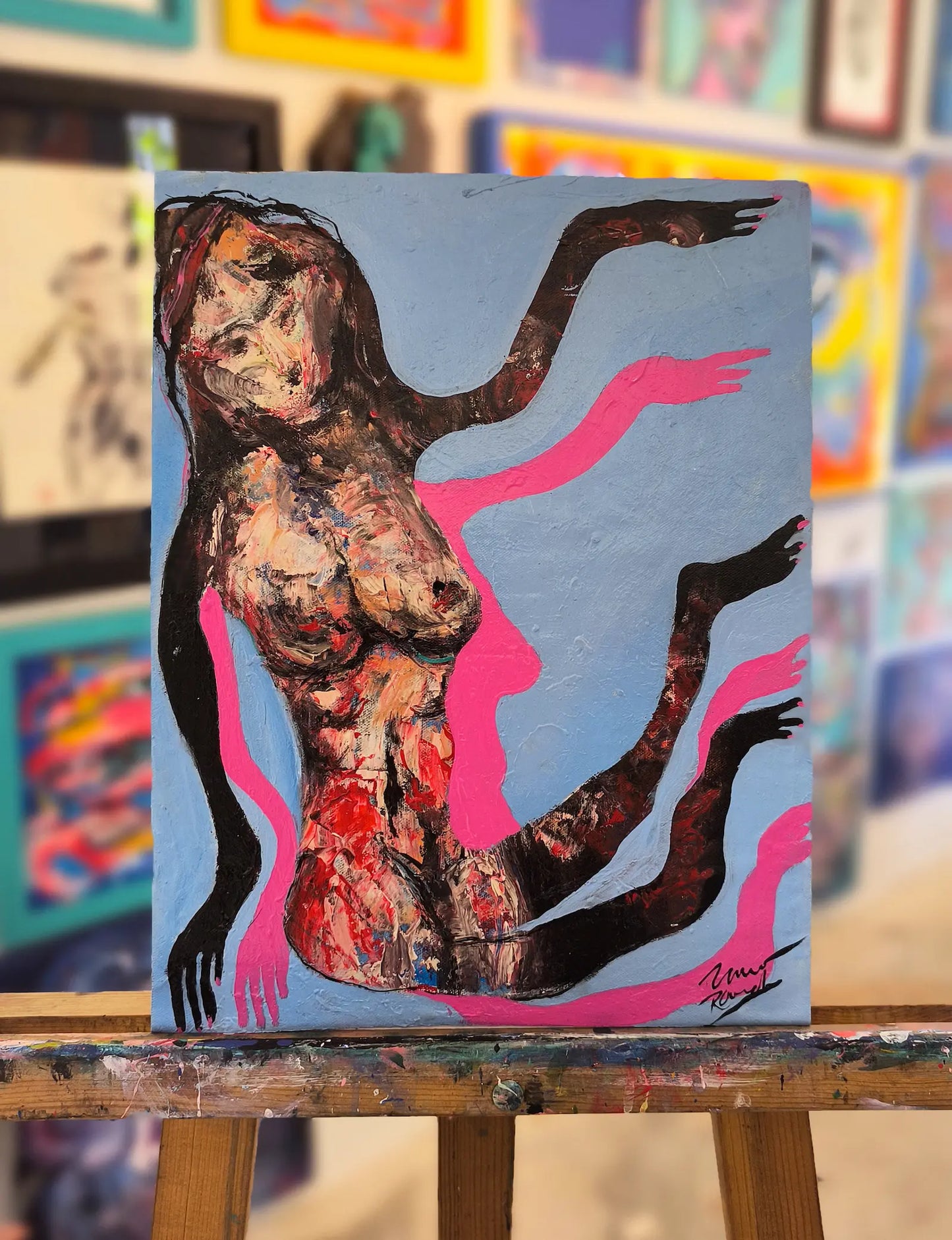 Pink Shadows - Original Figurative Painting by Paco Rocha